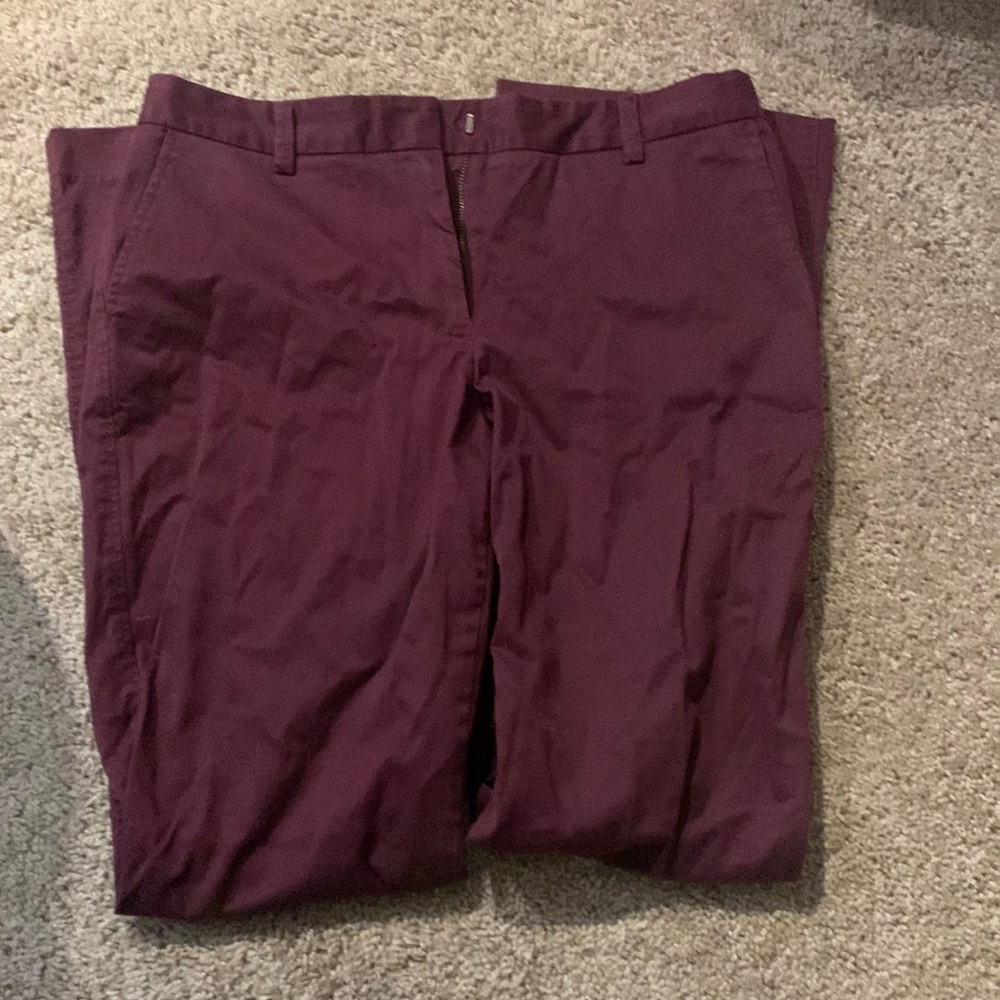 Work-appropriate trousers , wine color